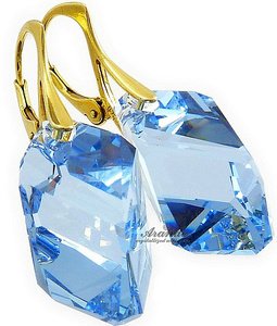 SAPPHIRE GOLD EARRINGS CRYSTALS CRYSTALS SILVER