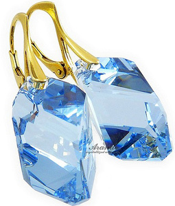 Kryształy Kolczyki Light Sapphire Złote Srebro