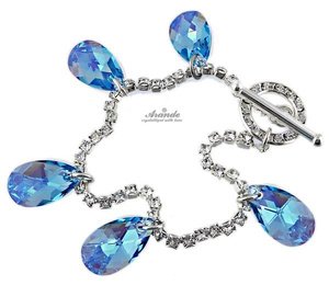 CRYSTALS GENUINE BRACELET AQUA STERLING SILVER 925