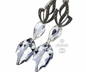 CRYSTALS UNIQUE EARRINGS COMET LEAF ADMIRE STERLING SILVER 925