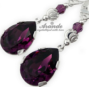 Kryształy Ozdobne Kolczyki Amethyst Srebro