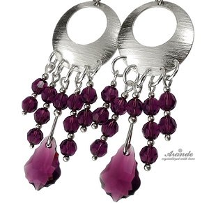 CRYSTALS CRYSTALS *AMETHYST CHANDELIER* EARRINGS STERLING SILVER 925