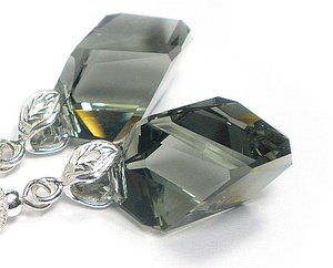Kryształy długie srebrne kolczyki+wisiorek BLD