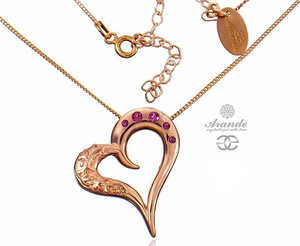 Serce Kryształy Naszyjnik Różowe Złoto Srebro Rose Gold Heart