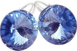 Kryształy Kolczyki+Wisiorek Light Sapphire Srebro