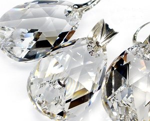 Kolczyki Wisiorek Kryształy Duże Migdały Crystal