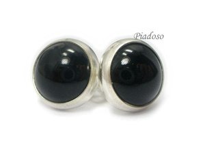 ONYKS CZARNY SREBRO PIĘKNE KOLCZYKI 11MM SZTYFT