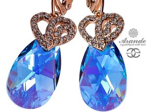 Kryształy SPECIAL piękne kolczyki AQUA ROSE GOLD RÓŻOWE ZŁOTO SREBRO
