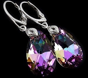 CRYSTALS CRYSTALS *VITRAIL LIGHT* EARRINGS STERLING SILVER CERTIFICATE