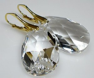 CRYSTALS BEAUTIFUL EARRINGS CRYSTAL GOLD PLATED STERLING SILVER