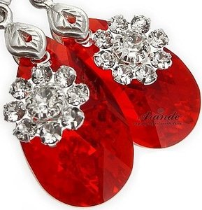 CRYSTALS EARRINGS SIAM FLOWER STERLING SILVER