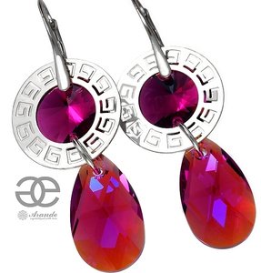 Kryształy przepiękne kolczyki FUCHSIA NOVA SREBRO
