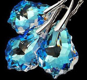 Najnowsze Kryształy Kolczyki+Wisiorek Srebro Blue