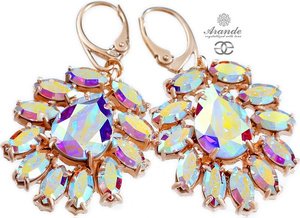 CRYSTALS UNIQUE EARRINGS AURORA AZURE ROSE GOLD SILVER