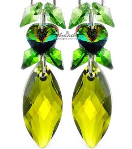 CRYSTALS CRYSTALS *GREEN NAVI* EARRINGS STERLING SILVER 925 CERTIFICATE