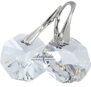 EARRINGS CRYSTALS CRYSTALS OCTAGON 14MM CRYSTAL SILVER CERTIFICATE