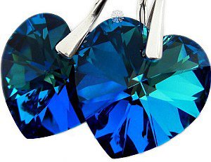 Promocja Kryształy Piękne Kolczyki Blue Srebro