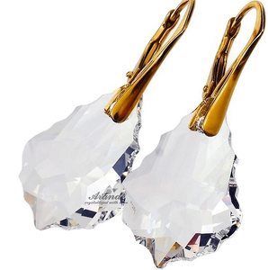 CRYSTALS CRYSTALS BAROQUE EARRINGS GOLD PLATED STERLING SILVER CERTIFICATE