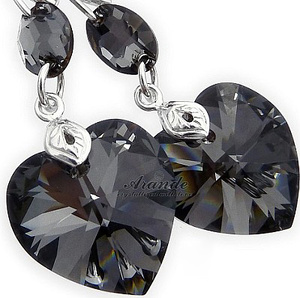 Kryształy Piękne Kolczyki Night Heart Gloss