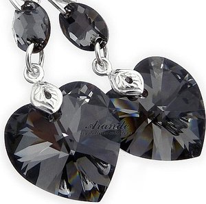 Kryształy Piękne Kolczyki Night Heart Gloss