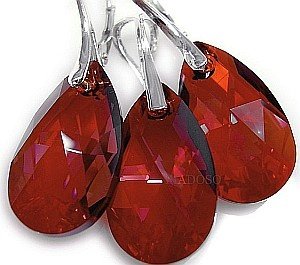 Kryształy Kolczyki Wisiorek Łańcuszek Red Magma