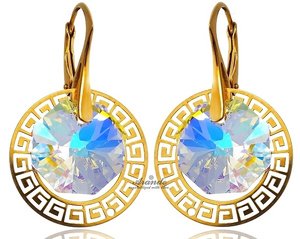 CRYSTALS CRYSTALS DECORATIVE EARRINGS GREEK AURORA GOLD PLATED SILVER CERTIFICATE