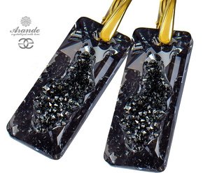 NOWE Kryształy kolczyki SILVER NIGHT DESIGN GOLD ZŁOTE SREBRO