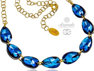 NEW CRYSTALS CRYSTALS NECKLACE BERMUDA BLUE GOLD PLATED STERLING SILVER
