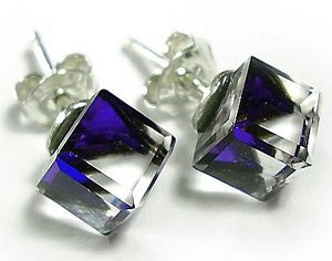 Kryształy Kolczyki Srebro Sztyfty CERTYFIKAT BLUE