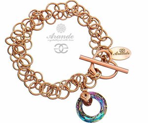 CRYSTALS BEAUTIFUL BRACELET VITRAIL RING ROSE GOLD SILVER
