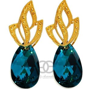 CRYSTALS CRYSTALS GOLD ADMIRE UNIQUE EARRINGS GOLD PLATED SILVER
