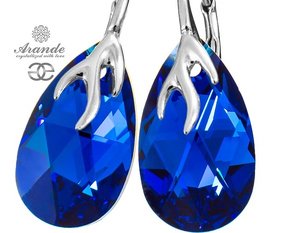 CRYSTALS DECORATIVE EARRINGS BLUE COMET STERLING SILVER