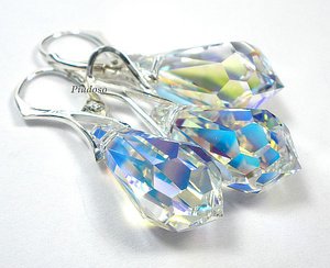 Kryształy Aurora Duży Piękny Komplet Srebro 22