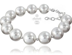 CRYSTALS BEAUTIFUL BRACELET WHITE PEARL STERLING SILVER 925