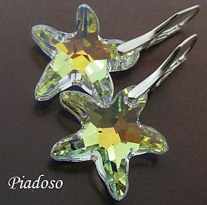 Kryształy piękne kolczyki AURORA STARFISH srebro