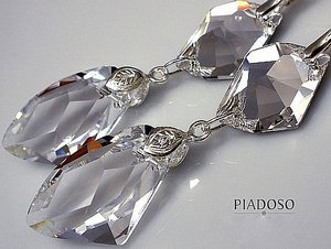 Kryształy piękne długie kolczyki wisiorek srebro
