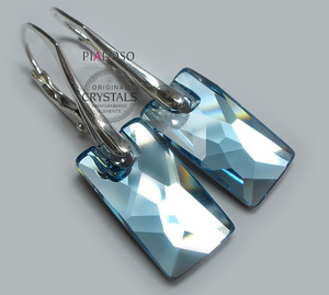 Kryształy Piękne Kolczyki Aqua 17mm Certyfikat