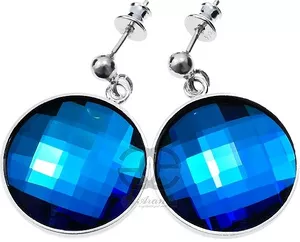 Kryształy Piękne Kolczyki Bermuda Blue Srebro
