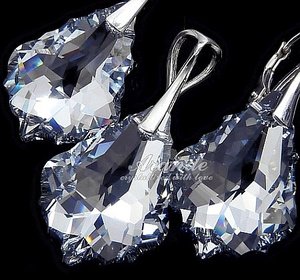CRYSTALS BEAUTIFUL EARRINGS PENDANT CHAIN BAROQUE COMET STERLING SILVER