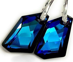 Kryształy UNIKAT kolczyki BLUE ART 24MM