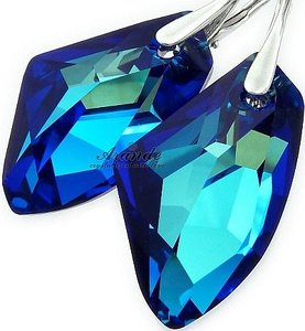 Kryształy Piękne Kolczyki Galactic Blue Srebro