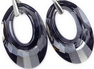 CRYSTALS UNIQUE LARGE EARRINGS NIGHT HELIOS STERLING SILVER 925