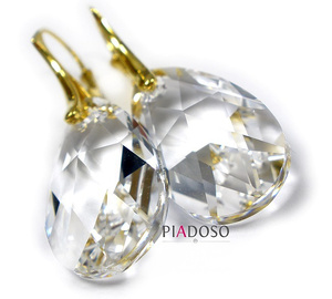 Kolczyki+Wisiorek Kryształy Crystal Migdał Złote