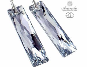 NEW CRYSTALS LARGE EARRINGS COMET QUEEN BAGUETTE STERLING SILVER 925
