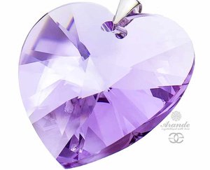 CRYSTALS BEAUTIFUL LARGE VIOLET PENDANT STERLING SILVER 925