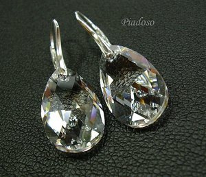 Kryształy Duże Kolczyki Crystal Certyfikat Srebro