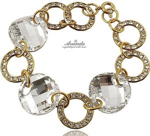 CRYSTALS BRACELET *SPECIAL COMET GOLD* GOLD PLATED SILVER CERTIFICATE