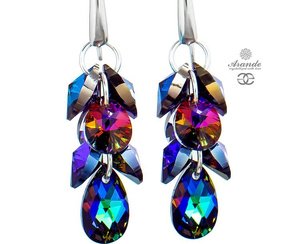 SWAROVSKI SPECIAL kolczyki otwarte MERIDIAN BLUE ZODIAC SREBRO
