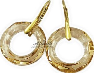 CRYSTALS CRYSTALS *RING GOLD* EARRINGS GOLD PLATED STERLING SILVER CERTIFICATE