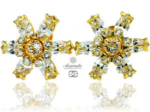 Kryształy Przepiękne Kolczyki Crystal Azure Gold